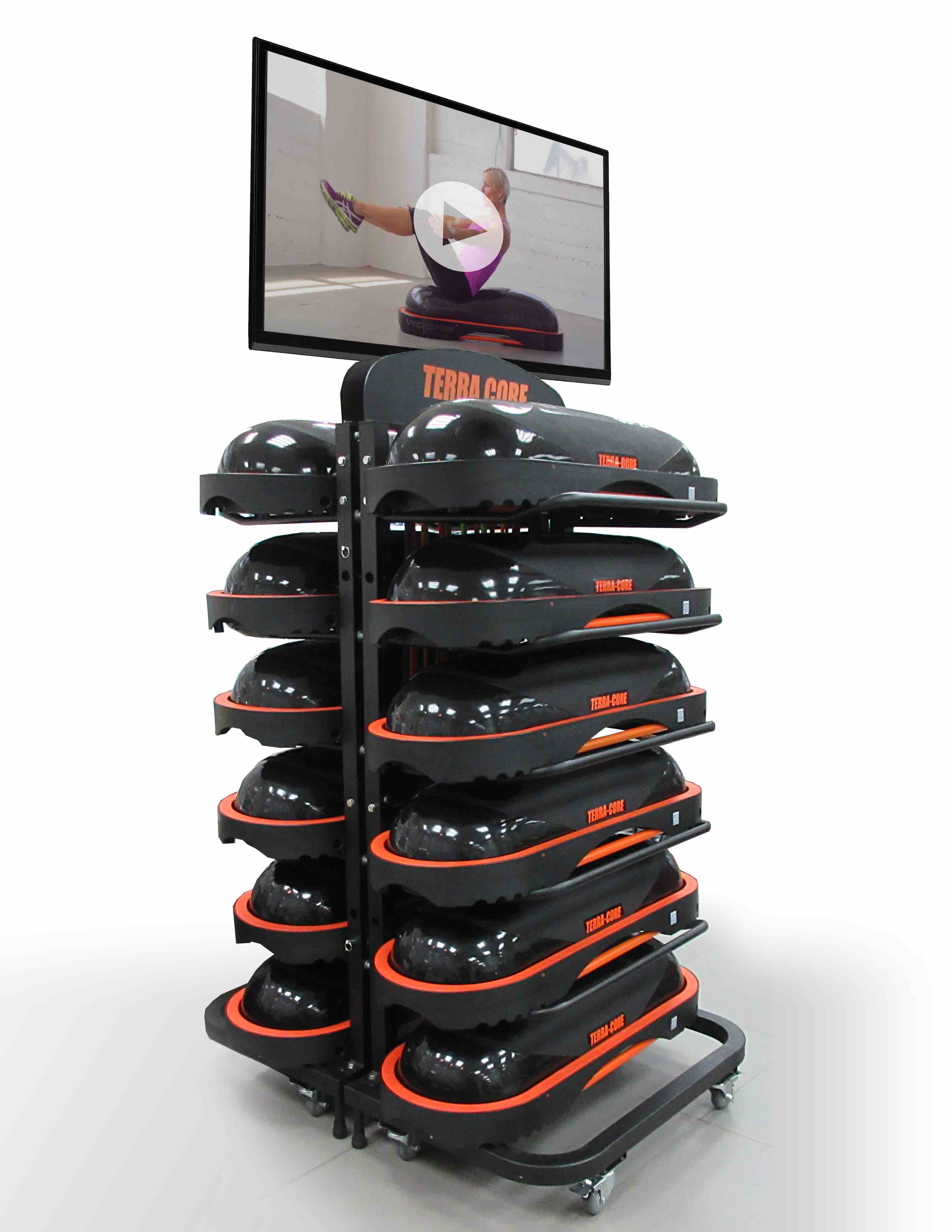 TerraCore rack w TV Retail Display